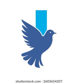 Initial Pigeon Logo combine with letter I vector template	