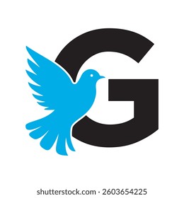 Initial Pigeon Logo combine with letter G vector template	