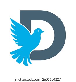 Initial Pigeon Logo combine with letter D vector template	