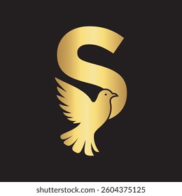 Initial Pigeon Logo combine with letter S vector template	