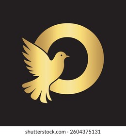 Initial Pigeon Logo combine with letter O vector template	