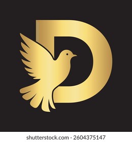 Initial Pigeon Logo combine with letter D vector template	