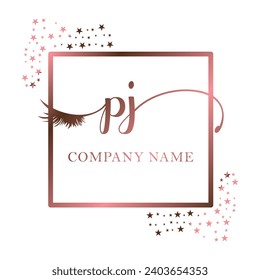 Initial PJ calligraphy company eye and eyelash handwriting
