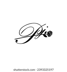 Ursprüngliche PJ-Handschrift Blumentypografie-Ornament modern