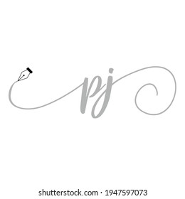 Initial PJ logo handwriting business illustration fashion simple
