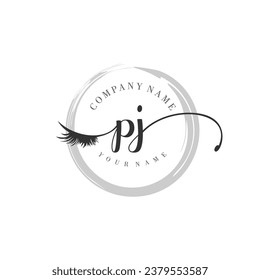 Initial PJ monogram eye and eyelash handwriting