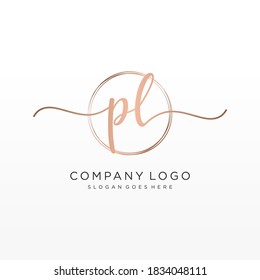 Initial PL beauty monogram and elegant logo design, handwriting logo of initial signature, wedding, fashion, floral and botanical with creative template.