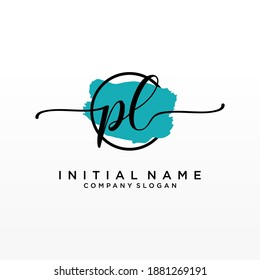Initial PL beauty monogram and elegant logo design, handwriting logo of initial signature, wedding, fashion, floral and botanical with creative template.