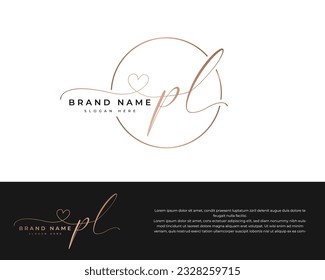 initial pl beauty monogram and elegant logo design handwriting logo initial signature