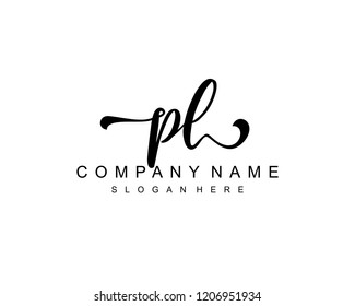 Initial PL handwriting logo vector