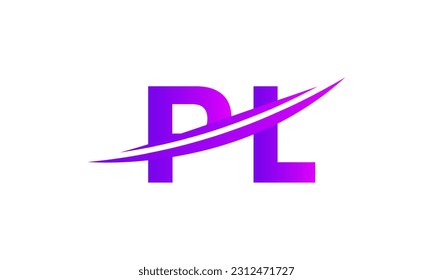 Initial PL letter Logo With Swoosh Design Graphic Vector Template for Business and Company Identity.