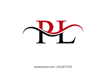 Initial PL letter Logo With Swoosh Design Graphic Vector Template for Business and Company Identity.