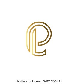 Initial PL Line Logo with gold color and white background