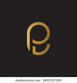 Initial PL Line Logo with gold color and black background