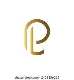 Initial PL logo with gold color and white background