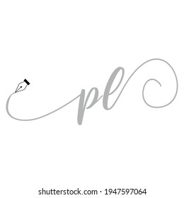 Initial PL logo handwriting business illustration fashion simple