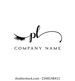 initial PL Logo lash logo eyelash vector modern symbols makeup