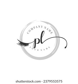 Initial PL monogram eye and eyelash handwriting