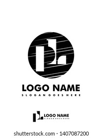 Initial PL negative space logo with circle template