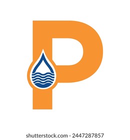 Initial plumbing Logo combine with letter P vector template