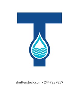 Logotipo de plomería inicial combinado con letra T Plantilla de Vector