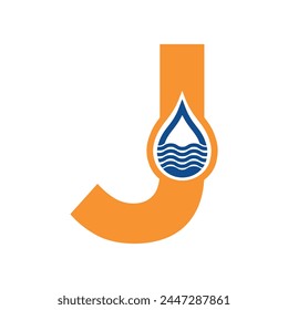 Initial plumbing Logo combine with letter J vector template