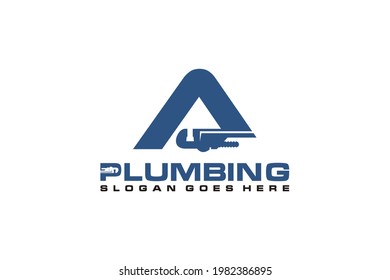 Plantilla inicial para el logotipo del servicio de fontanería, icono del logotipo del servicio de agua.