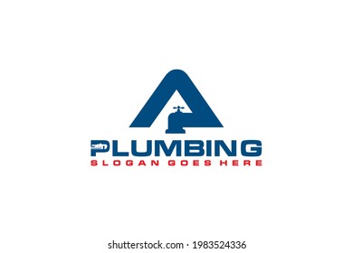 A Initial for Plumbing Service Logo Template, Water Service Logo icon.