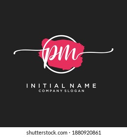 Initial PM beauty monogram and elegant logo design, handwriting logo of initial signature, wedding, fashion, floral and botanical with creative template.