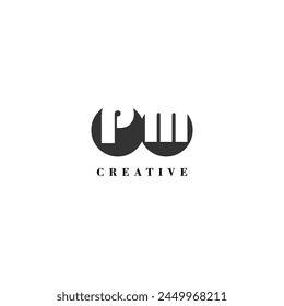 Initial PM company creative label trendy idea brand