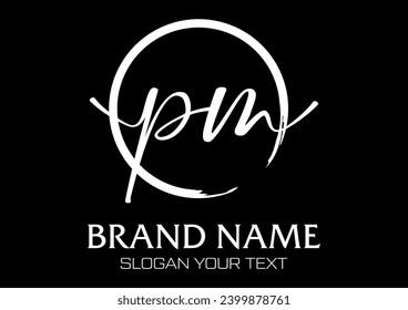  initial pm line idea vector logo design