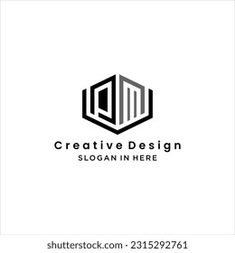 initial PM or PMV logo design with polygon shape vector template