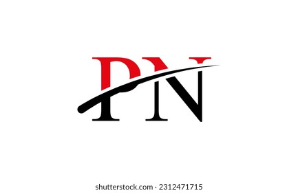 Logo de la carta inicial de PN con plantilla de vectores gráficos de diseño Swoosh para identidad de empresa y empresa.