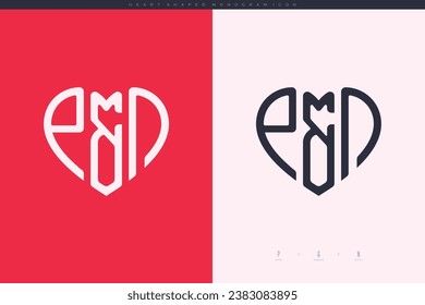 initial PN letters with red heart and love logo flat icon monogram concept