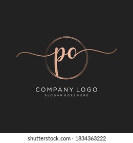 Initial PO Beauty-Monogramm und elegantes Logo-Design, Handschrift Logo der ersten Signatur, Hochzeit, Mode, Blumen und botanisch mit kreativen Vorlage.