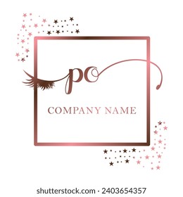 Initial PO calligraphy company eye and eyelash handwriting