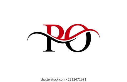 Initial PO letter Logo With Swoosh Design Graphic Vector Template for Business and Company Identity.