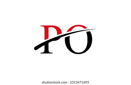 Initial PO letter Logo With Swoosh Design Graphic Vector Template for Business and Company Identity.