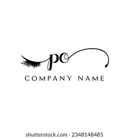 initial PO Logo lash logo eyelash vector modern symbols makeup