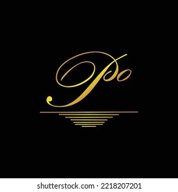 Initial PO logo signature elegant gold element
