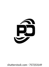 initial PO swoosh ring company logo black