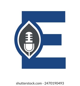 Logotipo de Podcast inicial combinado con Plantilla de Vector de letra E
