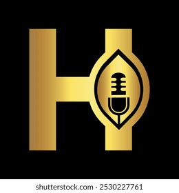 Initial Podcast Logo combine with letter H vector template