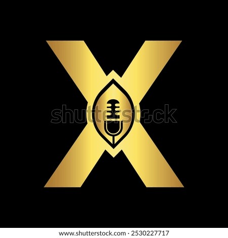 Initial Podcast Logo combine with letter X vector template