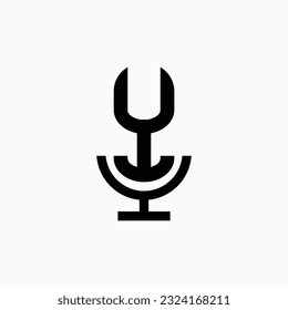 Initial podcast logo monogram with microphone shape minimalistic and modern