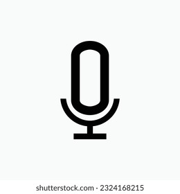 Monograma inicial del logotipo del podcast con forma de micrófono minimalista y moderno
