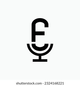 Initial podcast logo monogram with microphone shape minimalistic and modern