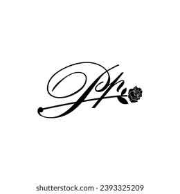 Initial PP handwriting flower typography ornament modern