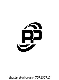 initial PP swoosh ring company logo black