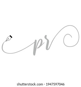 Initial PR logo handwriting business illustration fashion simple